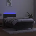 cadre de lit et matelas et LED Gris foncé 80x200cm