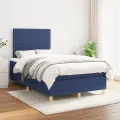 cadre de lit avec matelas Bleu 120x200 cm Tissu