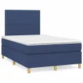 cadre de lit avec matelas Bleu 120x200 cm Tissu