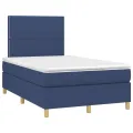 cadre de lit avec matelas Bleu 120x200 cm Tissu