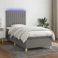 cadre de lit et matelas et LED Gris foncé 90x190 cm