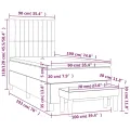 cadre de lit et matelas Gris foncé 90x190 cm Tissu