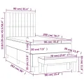 cadre de lit avec matelas Gris foncé 90x200 cm Tissu