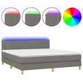 cadre de lit et matelas et LED Gris foncé 180x200 cm