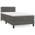 cadre de lit et matelas Gris foncé 80x200 cm Velours