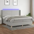 cadre de lit matelas LED Gris clair 200x200 cm Tissu