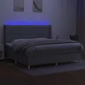 cadre de lit matelas LED Gris clair 200x200 cm Tissu