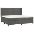 cadre de lit et matelas Gris foncé 200x200cm Velours