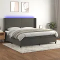 cadre de lit matelas et LED Gris foncé 200x200 cm