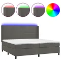 cadre de lit matelas et LED Gris foncé 200x200 cm