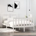 Cadre de lit Blanc Bois massif 120x190 cm Petit Double