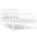 Cadre de lit Blanc Bois massif 120x190 cm Petit Double