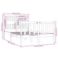 Cadre de lit Blanc Bois massif 120x190 cm Petit Double