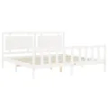 Cadre de lit avec tête de lit blanc 200x200 cm bois massif