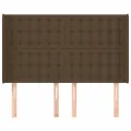 Tête de lit avec oreilles Marron foncé 147x16x118/128 cm Tissu