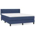 cadre de lit avec matelas Bleu 140x190 cm Tissu