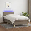cadre de lit avec matelas LED Taupe 80x200 cm Tissu