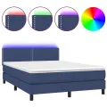 cadre de lit avec matelas LED Bleu 140x190 cm Tissu