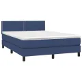 cadre de lit avec matelas LED Bleu 140x190 cm Tissu