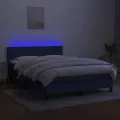 cadre de lit avec matelas LED Bleu 140x190 cm Tissu