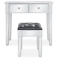 Coiffeuse miroir avec tabouret MDF et verre
