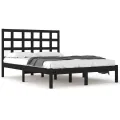 Cadre de lit Noir Bois de pin massif 200x200 cm
