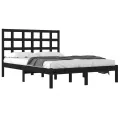 Cadre de lit Noir Bois de pin massif 200x200 cm