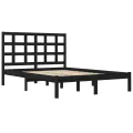 Cadre de lit Noir Bois de pin massif 200x200 cm