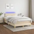 cadre de lit avec matelas LED Crème 120x200 cm Tissu
