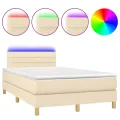 cadre de lit avec matelas LED Crème 120x200 cm Tissu