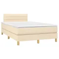 cadre de lit avec matelas LED Crème 120x200 cm Tissu