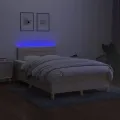 cadre de lit avec matelas LED Crème 120x200 cm Tissu