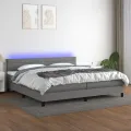 cadre de lit et matelas et LED Gris foncé 200x200 cm