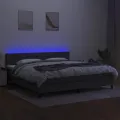 cadre de lit et matelas et LED Gris foncé 200x200 cm