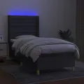 cadre de lit matelas LED Gris foncé 100x200 cm Tissu