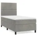 cadre de lit et matelas Gris clair 80x200 cm Velours