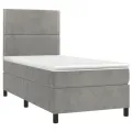 cadre de lit et matelas Gris clair 80x200 cm Velours