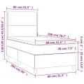 cadre de lit et matelas Gris clair 80x200 cm Velours