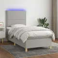 cadre de lit et matelas et LED Gris clair 100x200 cm