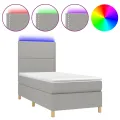 cadre de lit et matelas et LED Gris clair 100x200 cm