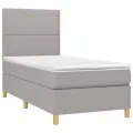 cadre de lit et matelas et LED Gris clair 100x200 cm