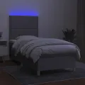 cadre de lit et matelas et LED Gris clair 100x200 cm