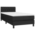 cadre de lit avec matelas et LED Noir 90x200cm Tissu