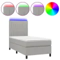 cadre de lit avec matelas et LED Gris clair 90x190cm