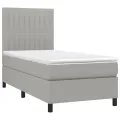 cadre de lit avec matelas et LED Gris clair 90x190cm