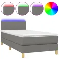 cadre de lit avec matelas et LED Gris foncé 90x200cm