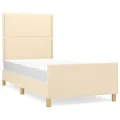 Cadre de lit avec tête de lit Crème 90x190 cm Tissu