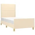 Cadre de lit avec tête de lit Crème 90x190 cm Tissu