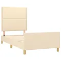 Cadre de lit avec tête de lit Crème 90x190 cm Tissu