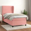 cadre de lit avec matelas Rose 100x200 cm Velours